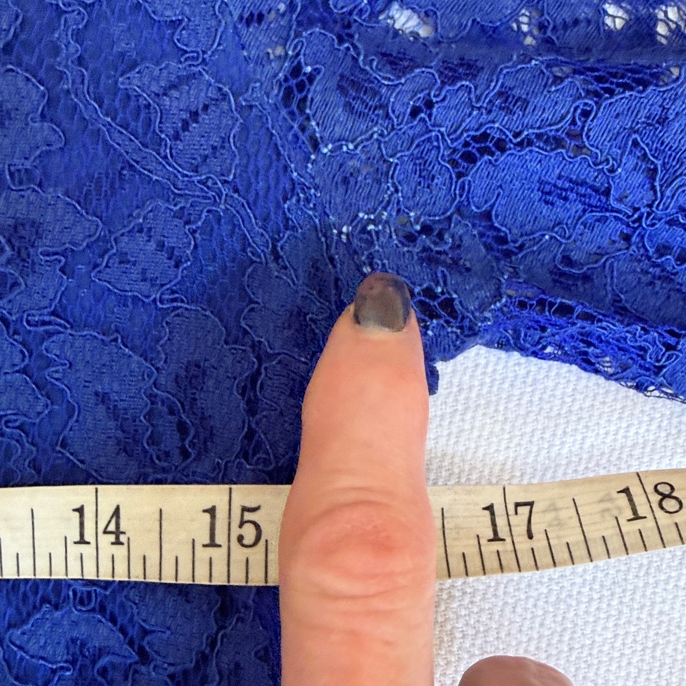 Diane Von Furstenberg Zarita Blue Lace 3/4 Sleeve Back Zip Sheath Size 4 - Picture 7 of 13